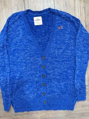 Hollister Y2K Women’s Royal Blue V-Neck Button Cardigan | Size Small